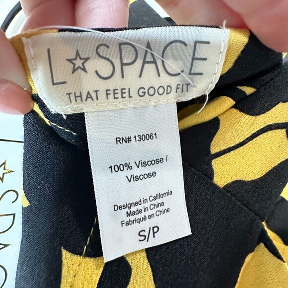 New L*Space Floral Button Front Mykonos Dress Yellow & Black Women Small NWT - Picture 3 of 10